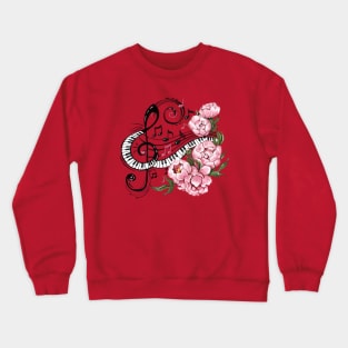 Piano Keys and Flowers Crewneck Sweatshirt